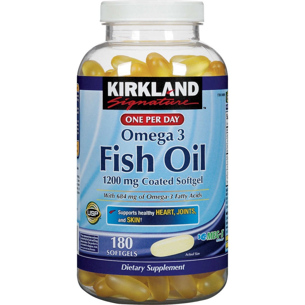 KIRKLAND Fish Oil - Омега-3 рыбий жир (180 капсул на 180 дней)