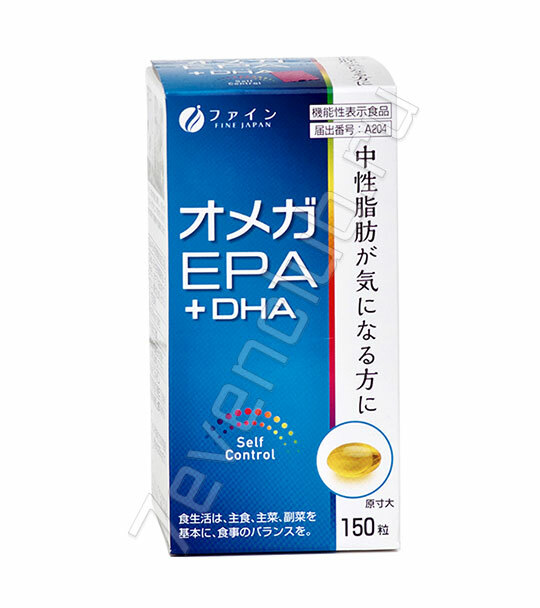 Омега-3  EPA + DHA + витамин E, Fine Japan (150 капсул на 25 дней)