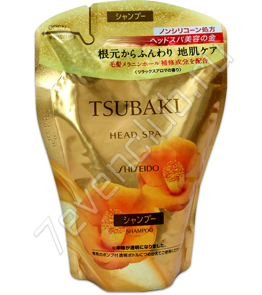 Шампунь Shiseido Tsubaki Head Spa с эфирными маслами и с маслом камелии,  запасной блок, 400мл