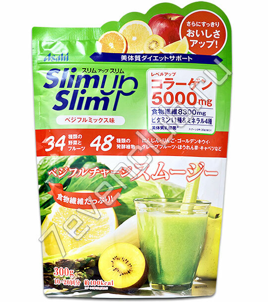 Протеиновый фруктово - овощной смузи с коллагеном и мультивитаминами и минералами Asahi SlimUpSlim, 300г
