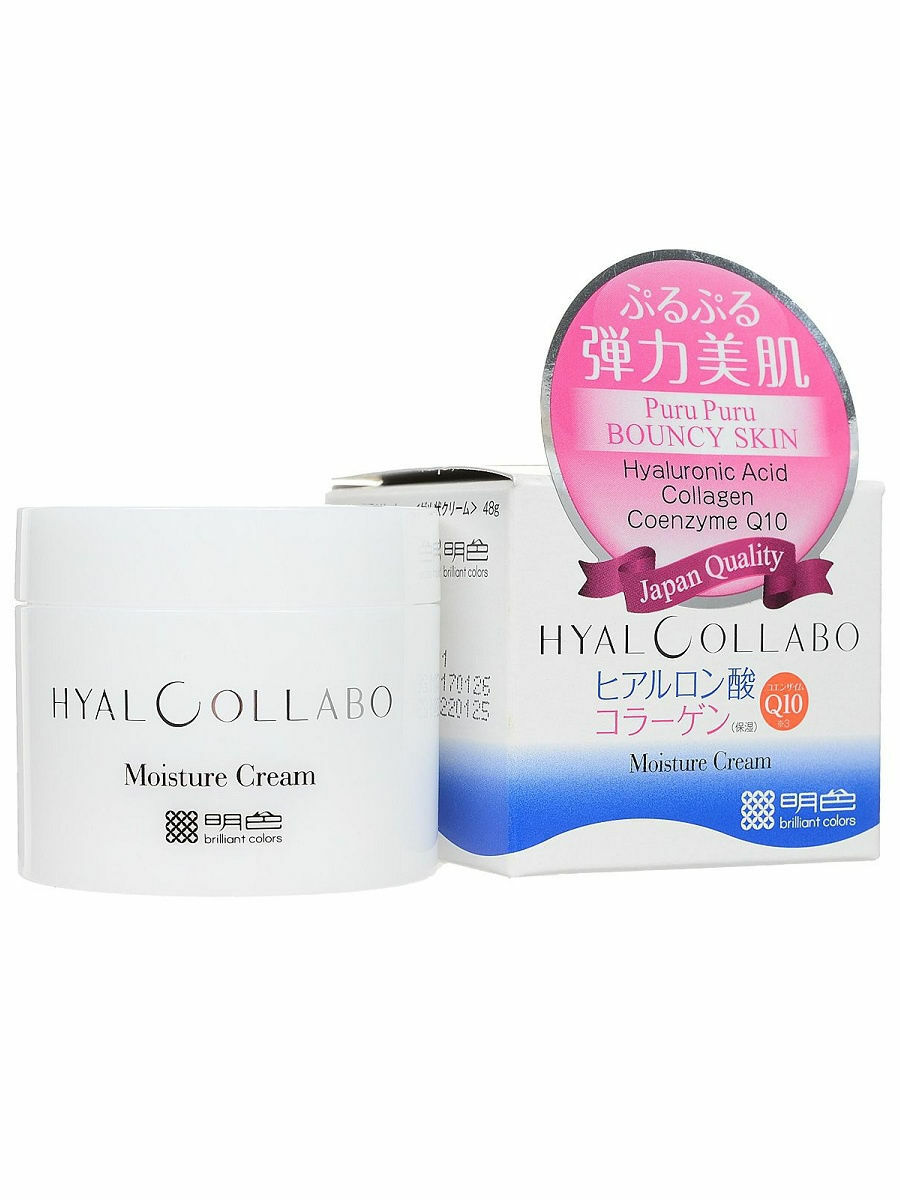 Meishoku Hyalcollabo Q10 Moisture Cream Глубокоувлажняющий крем
с наноколлагеном и наногиалуроновой кислотой, 48г  ­
